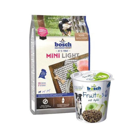 Bosch Mini Light Glutensiz Kümes Hayvanlı Köpek Maması 2,5 Kg + Bosch Fruitees Apple Elmalı Köpek Ödülü 200 Gr