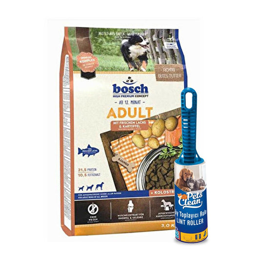 Bosch Somon Balıklı Yetişkin Köpek Maması 3 kg + Tüy Toplayıcı 1 Rulo