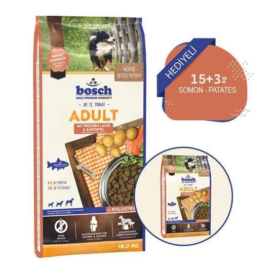 Bosch Somon ve Patatesli Yetişkin Köpek Maması 15 + 3 kg Hediyeli