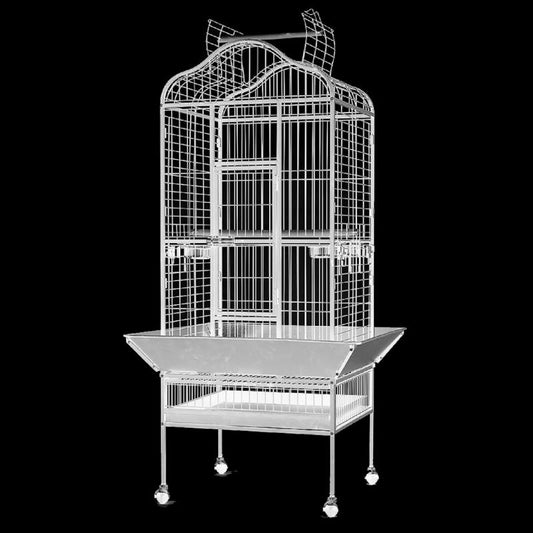 Dayang Papağan Eğitim Kafesi Ayaklı Beyaz 61x56x156