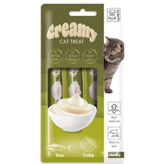 M-Pets Creamy Ton Balıklı Deniz Taraklı Kedi Ödülü 4 x 15 gr