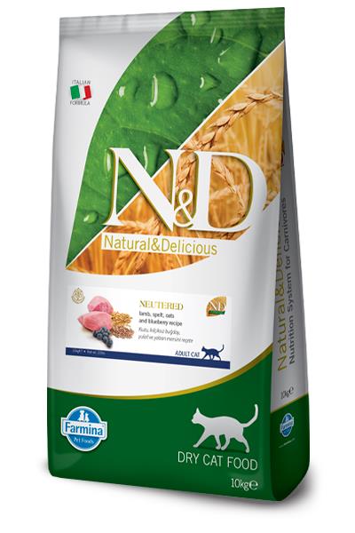 N&D Ancestral Grain Kuzu Etli ve Yaban Mersinli Ata Tahıllı Kısırlaştırılmış Kedi Maması 10kg