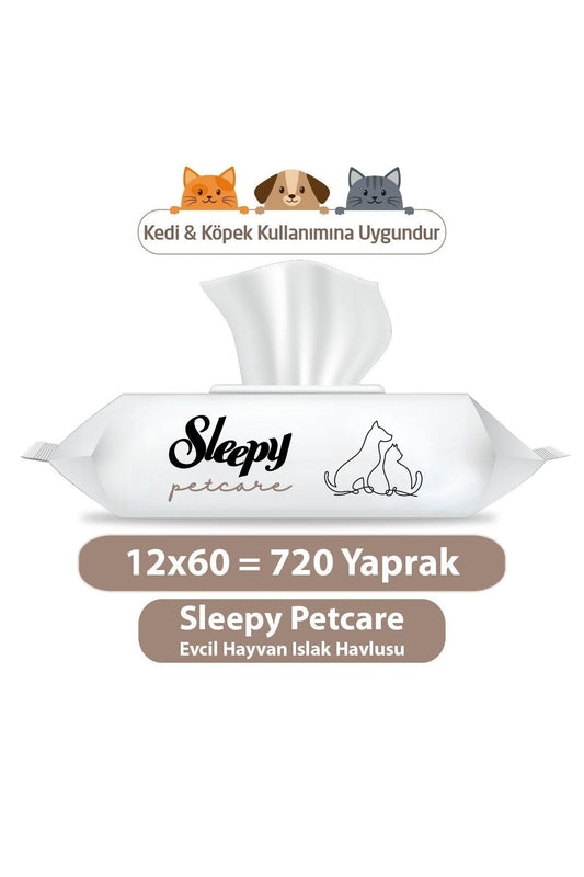 Sleepy Petcare Evcil Hayvan Islak Havlusu 12 Adet (60 Yapraklı)
