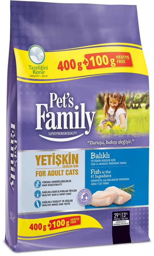 Pets Family Balıklı Yetişkin Kedi Maması 400 + 100 Gr