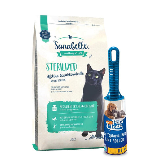 Sanabelle Sterilized Kısırlaştırılmış Tahılsız Kedi Maması 10 kg + Tüy Toplayıcı 1 Rulo