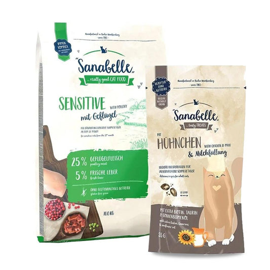 Sanabelle Taze Kümes Hayvanlı Kedi Maması 10 kg + Sanabelle Crispies Tavuk Ve Sütlü Kedi Ödül Maması 55 Gr