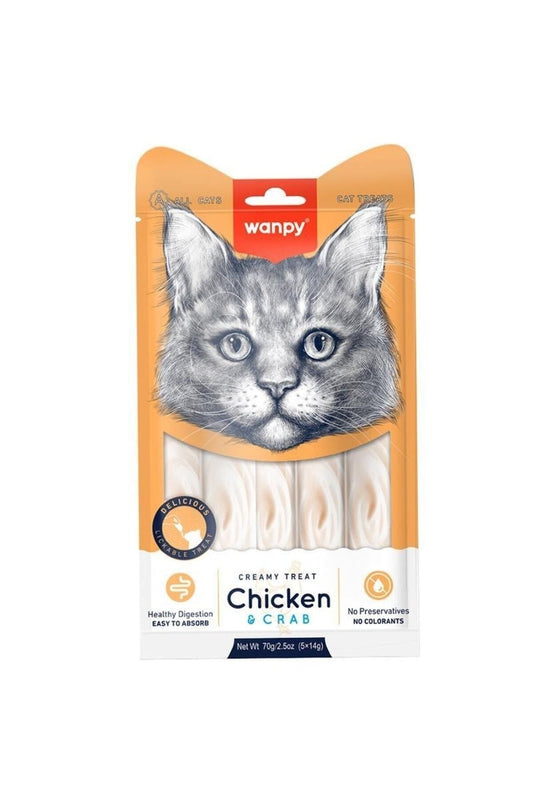 Wanpy Tavuklu Yengeçli Sıvı Kedi Ödül Maması 5x14gr